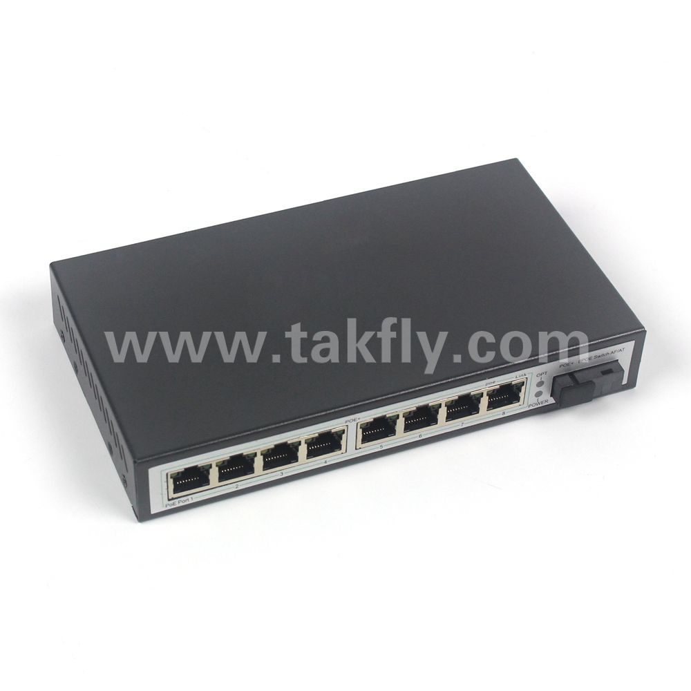 Takfly 1.25G POE Switch with 8 Ethernet Port and 1 Optical Port