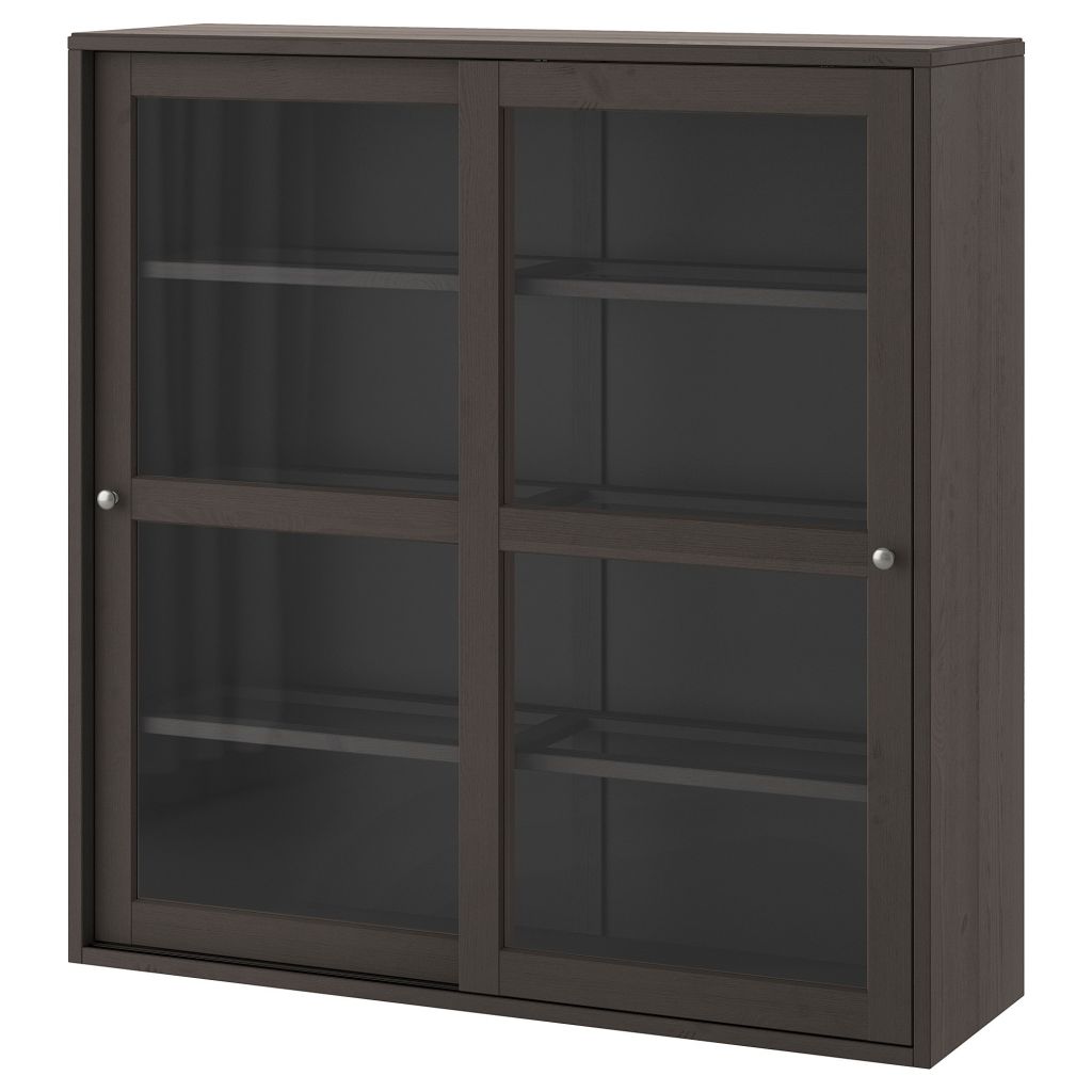 Glass-door cabinet, dark brown