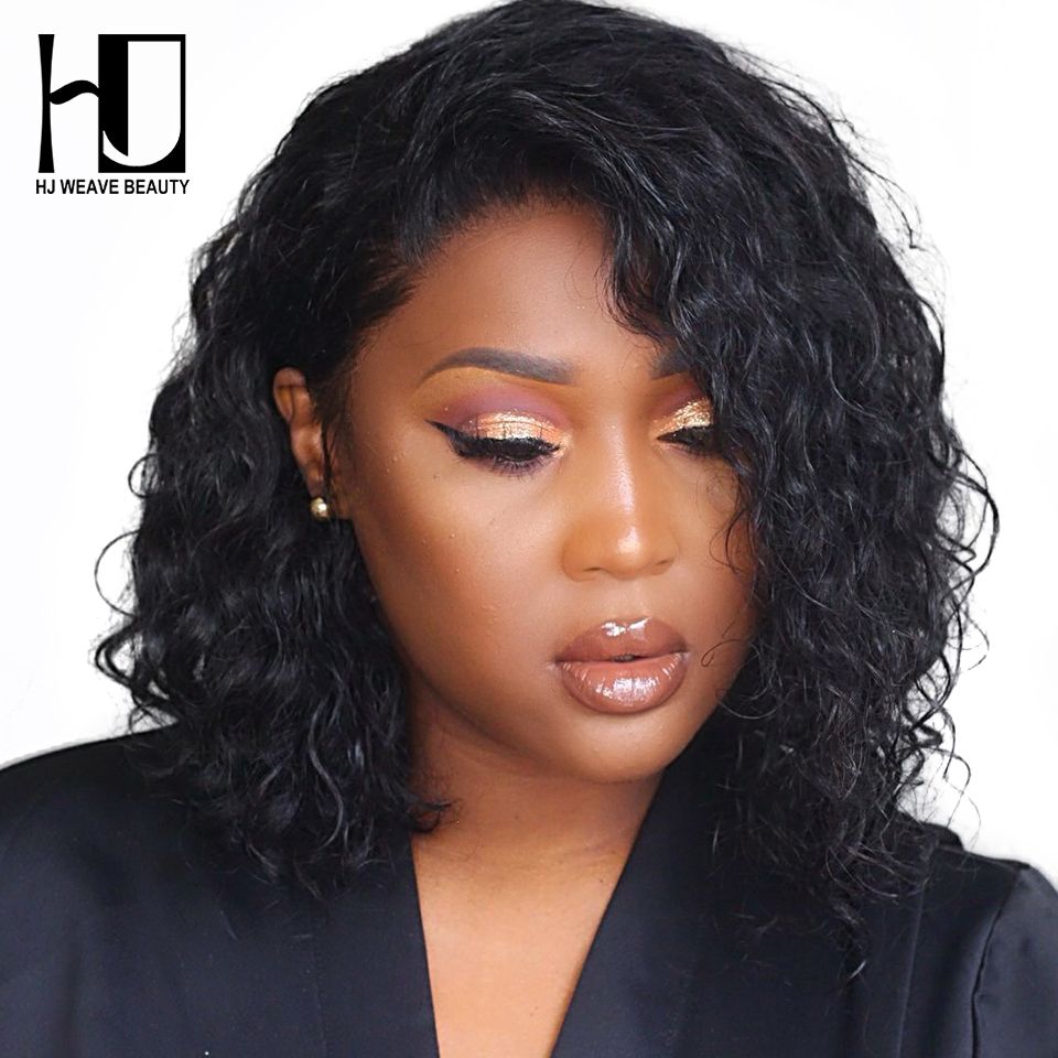 Short Lace Front Human Hair Wigs Bob curly Wig