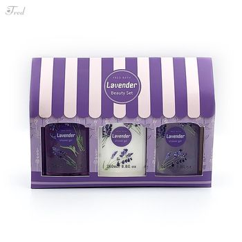 New 2019 Wholesale Natural Lavender Shower Gel Bath Spa Gift Set 