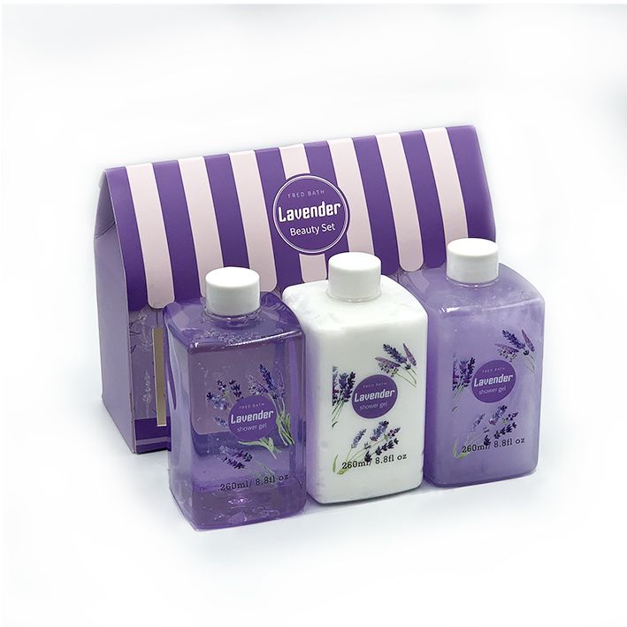 new 2019 wholesale natural lavender shower gel bath spa gift set 