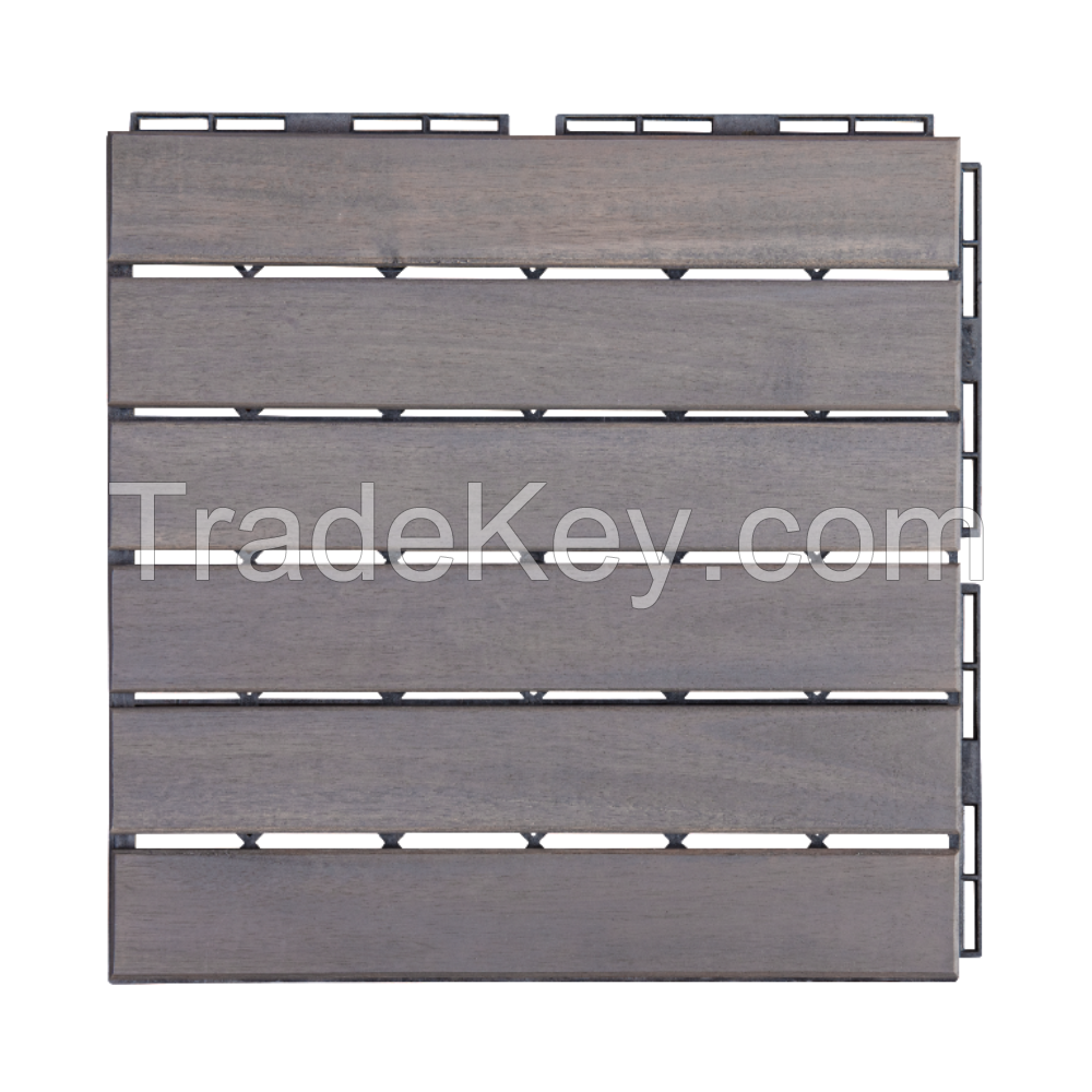 BeNK 6-slat acacia wooden decking tiles flooring for outdoor space balcony swimming pool