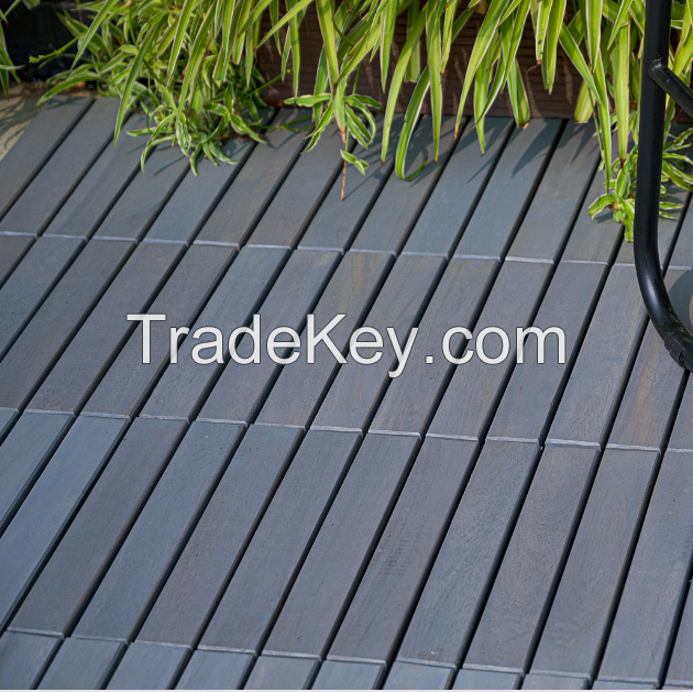 BeNK 6-slat acacia wooden decking tiles flooring for outdoor space balcony swimming pool