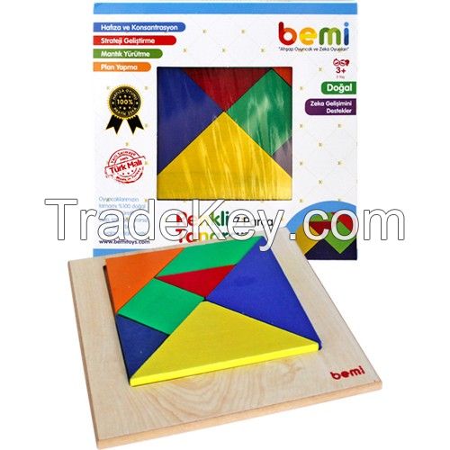 Wooden Tangram Colorful 7 pieces