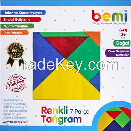 Wooden Tangram Colorful 7 Pieces