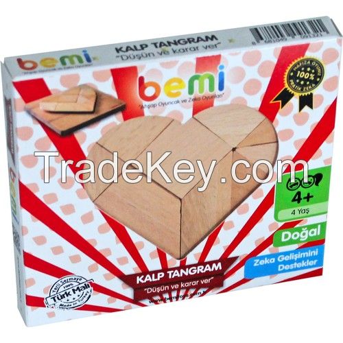 Wooden Tangram Heart Shape