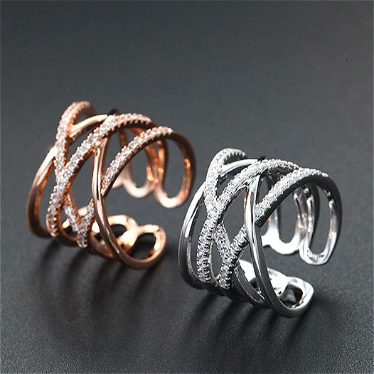 Cross Loops Rings with Diamond for Women