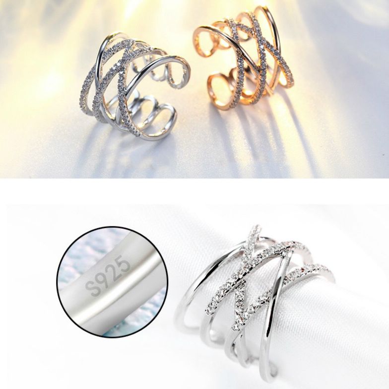 Cross Loops Rings with Diamond for Women