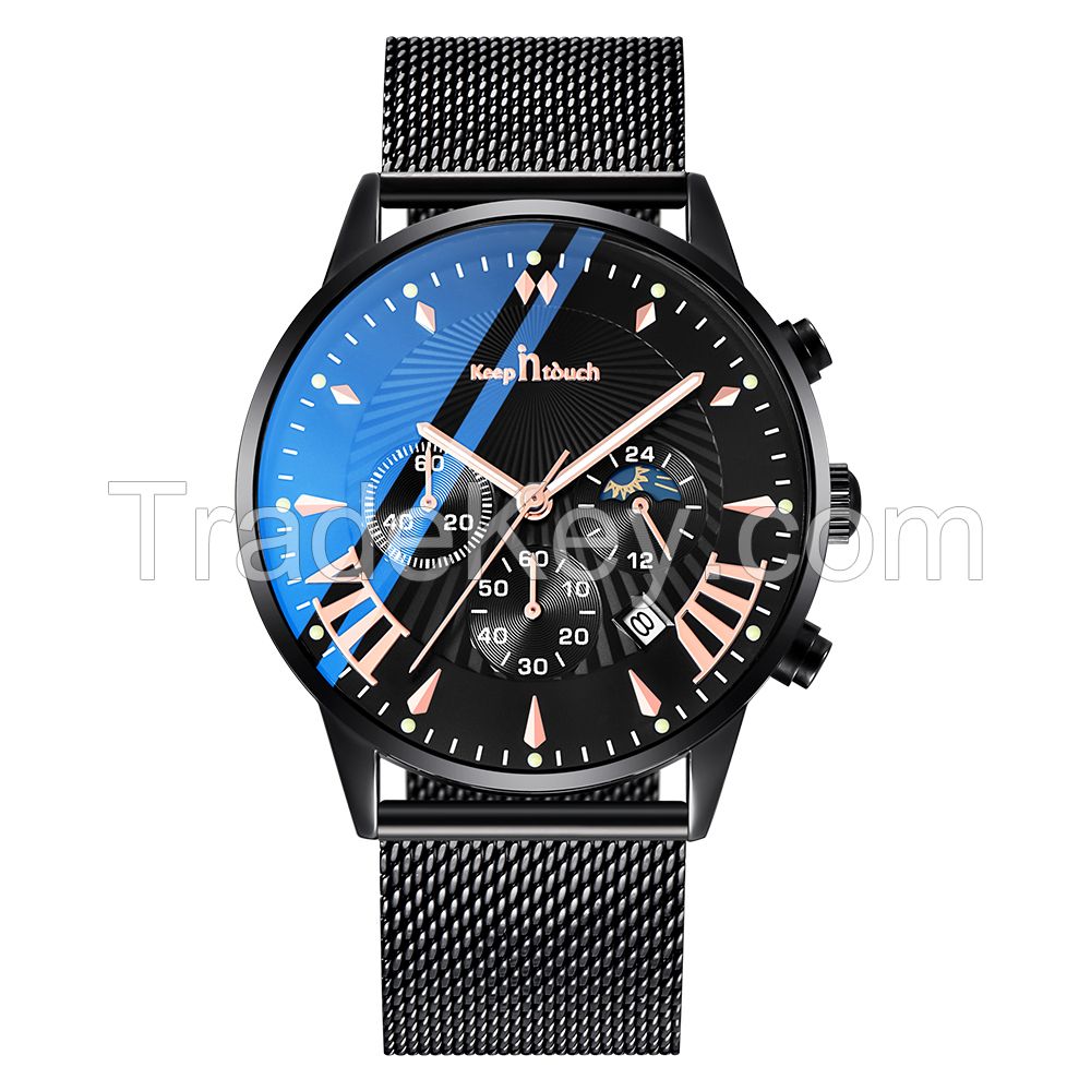 New chronograph OEM stainless steel custom men luxury brand wrist watch