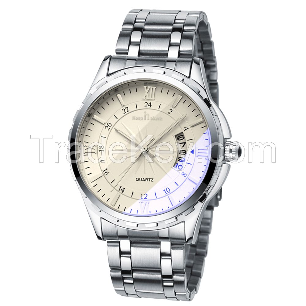 Wholesale Cheap Custom Logo men's quartz wrist Watches with steel band
