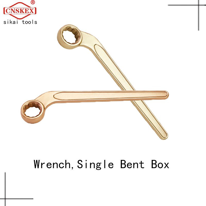 Safety sparkless explosion-proof tool explosion-proof bent handle single head spanner is made of aluminum bronze and beryllium bronze