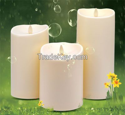 Outdoor Waterproof Plastic Led Moving Wick Flameless Led Candle With Timer And Remote