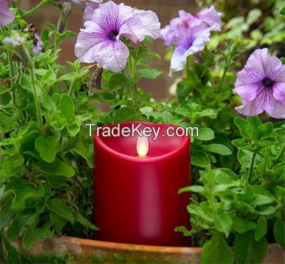 Outdoor Waterproof Plastic Led Moving Wick Flameless Led Candle With Timer And Remote