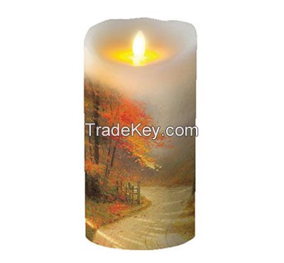 Church Warm Light Saint Moving Wick Silkscreen Printed Led Candles Religious