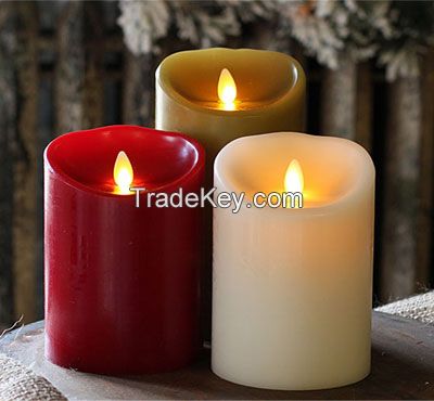 Ivory Colorful Real Wax Led Candle Motion Flame Battery Operated Candle