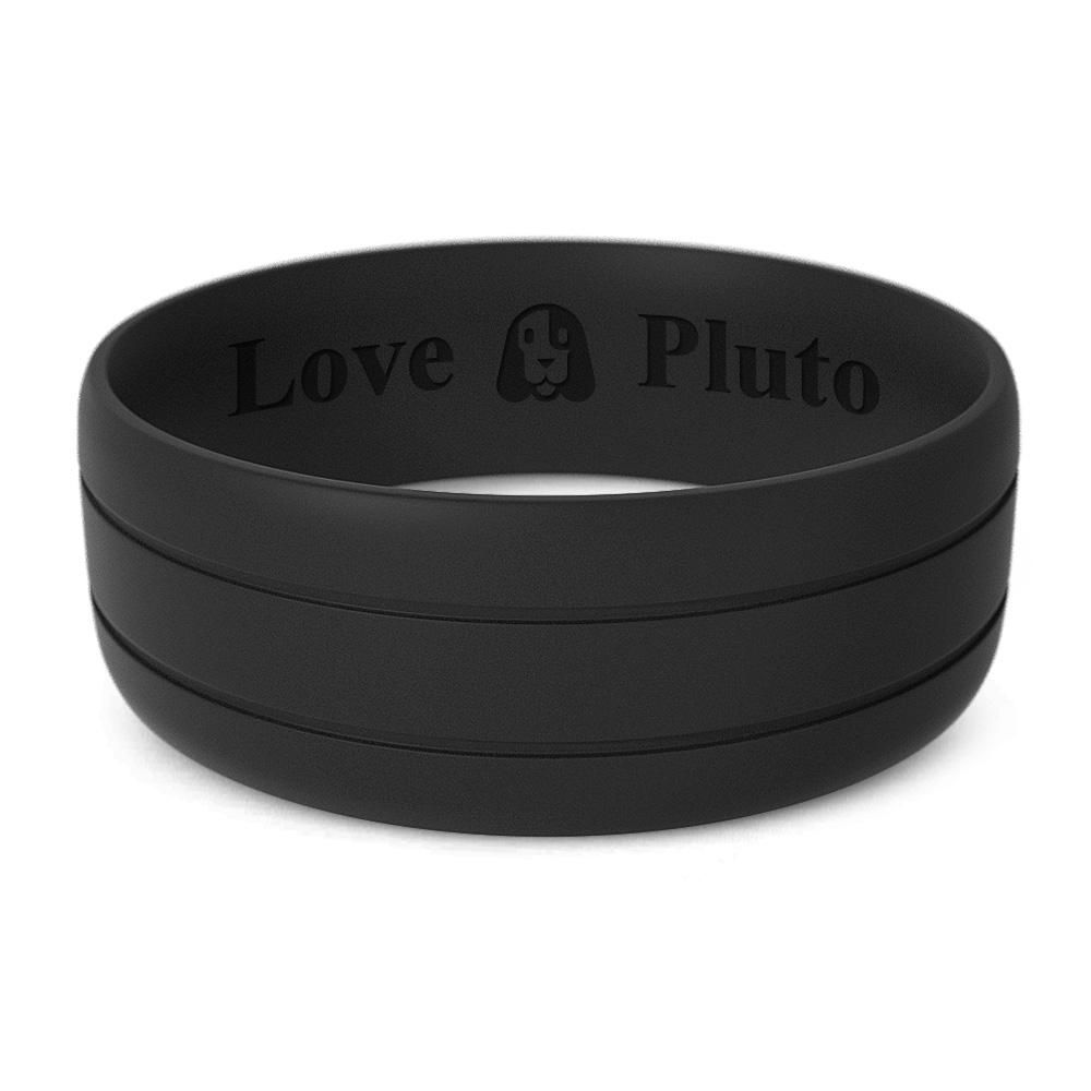 Custom Men's Black Silicone Wedding Ring - Infinity