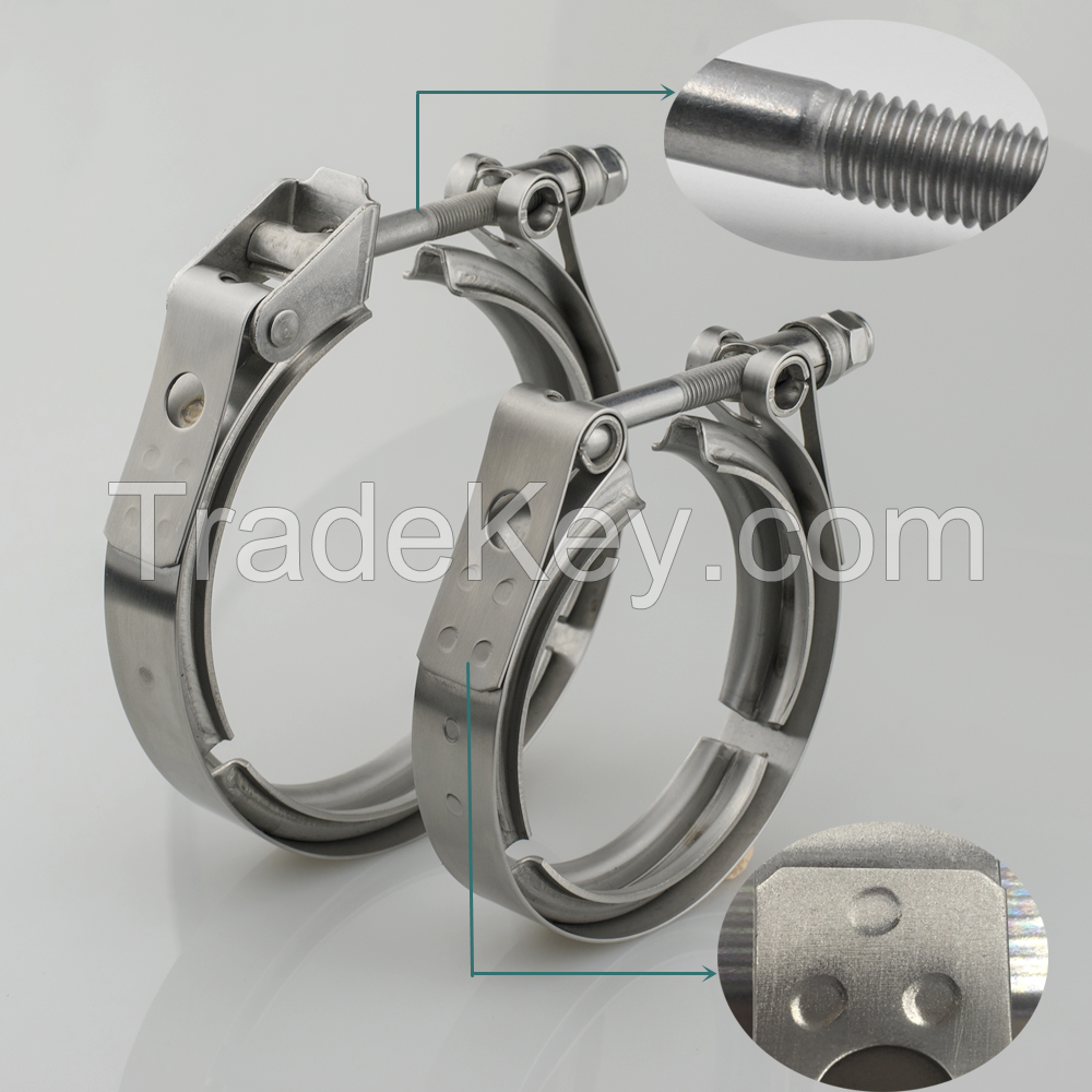 1.5''~6.0'' V Band Clamp Set Turbo Exhaust Clamp with Male and Female Flanges Stainless Steel Clamp