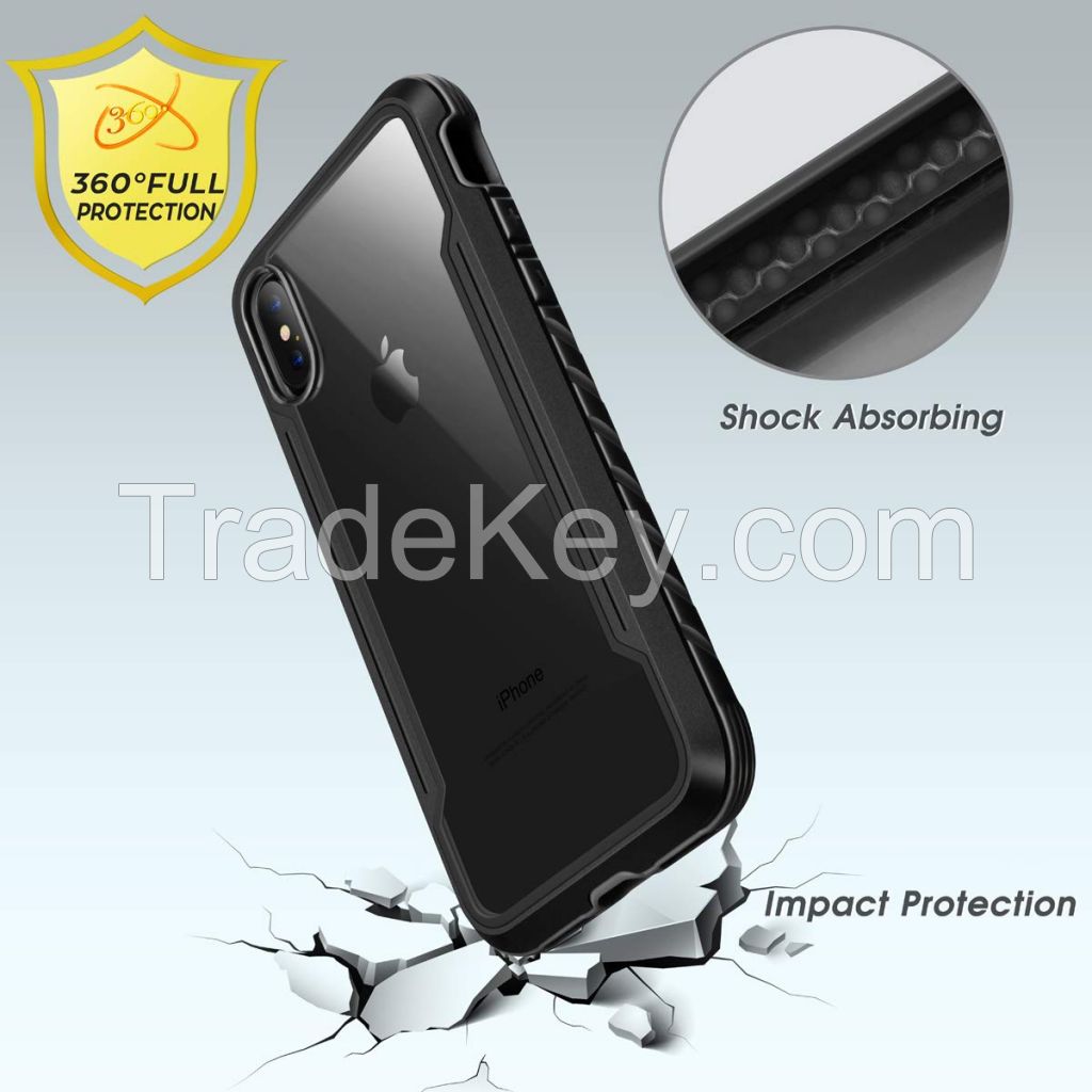 iPhone Xs Max Case, XchuangX Defender iPhone Case, Rugged Aluminum, TPU, Clear PC, Military Grade Metal Protective Case for Apple iPhone Xs Max (Black)