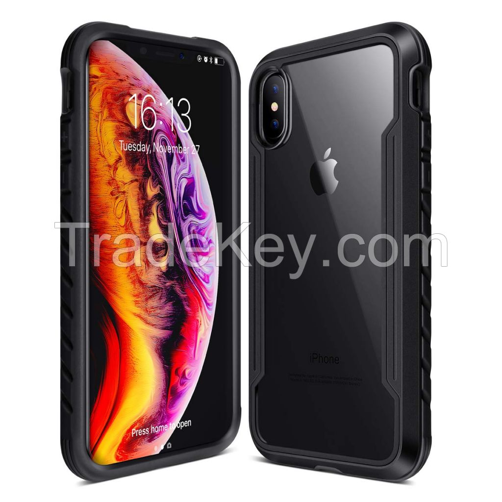 iPhone Xs Max Case, XchuangX Defender iPhone Case, Rugged Aluminum, TPU, Clear PC, Military Grade Metal Protective Case for Apple iPhone Xs Max (Black)