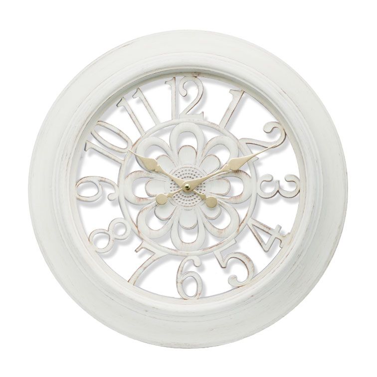 White carving large farmhouse wall clock