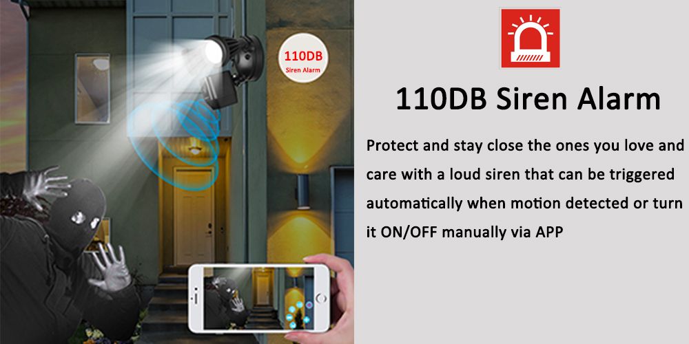 REHENT Smart 1000LM LED Light PIR Detection Wifi HD Waterproof Outdoor