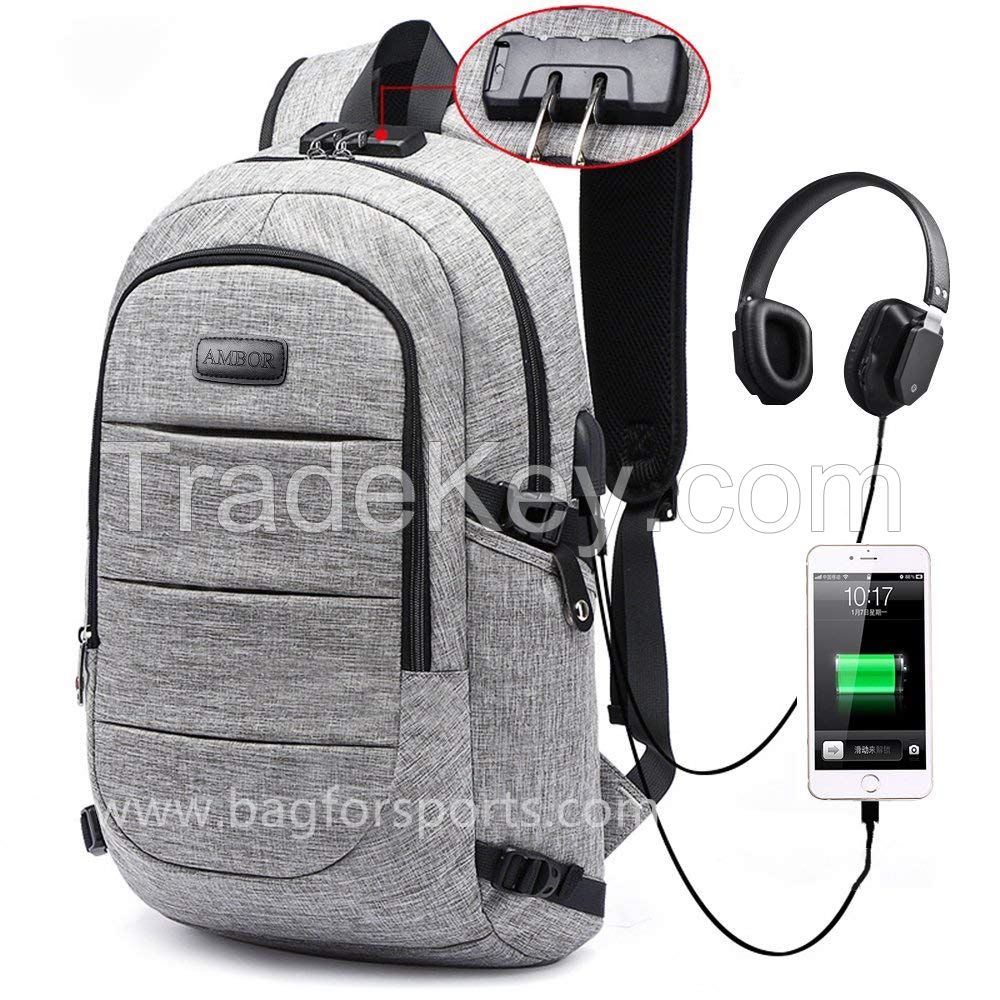 Travel Laptop Backpack Anti-Theft Business Laptop Backpack with USB Charging Port & Headphone Interface, Slim Durable College School Computer Bag for Men  Women Fits 15.6 Inch Laptop and Notebook