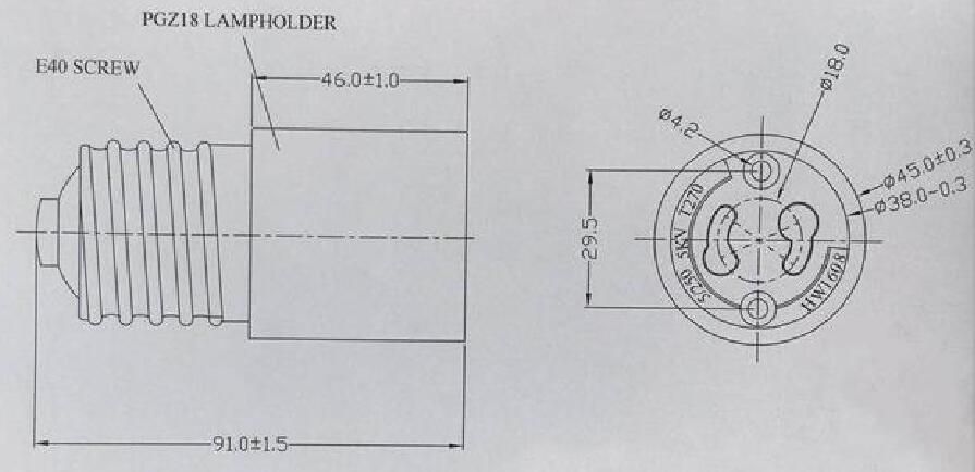 E40 to PGZ18 Lamp holder Socket Adapter Converter