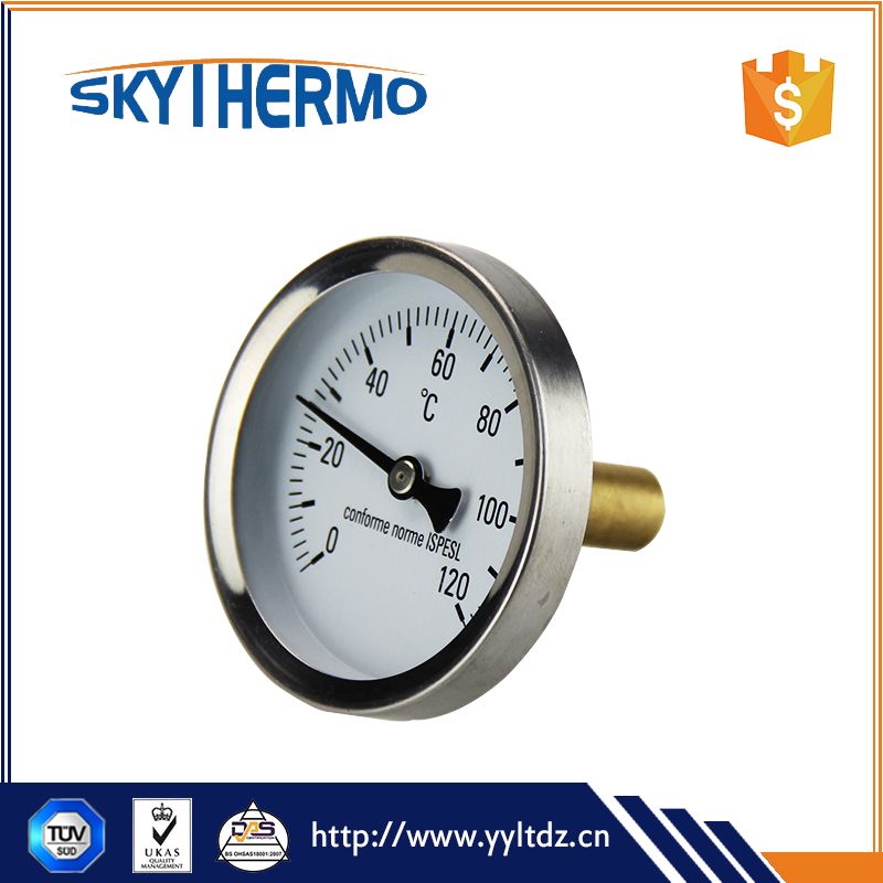 stainless steel industrial process back bimetal thermometer