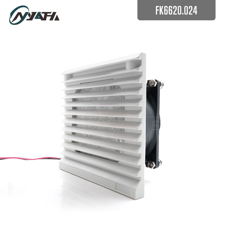 DC24V 106mm air fan filter with metal finger guard and 80mm 8cm 8025 cooling fan RAL7035 FK6620.024