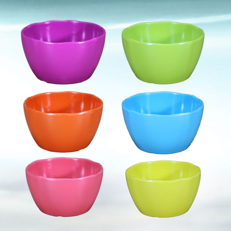 Wholesale porcelain look melamine mixing colors kids rainbow color food bowl 