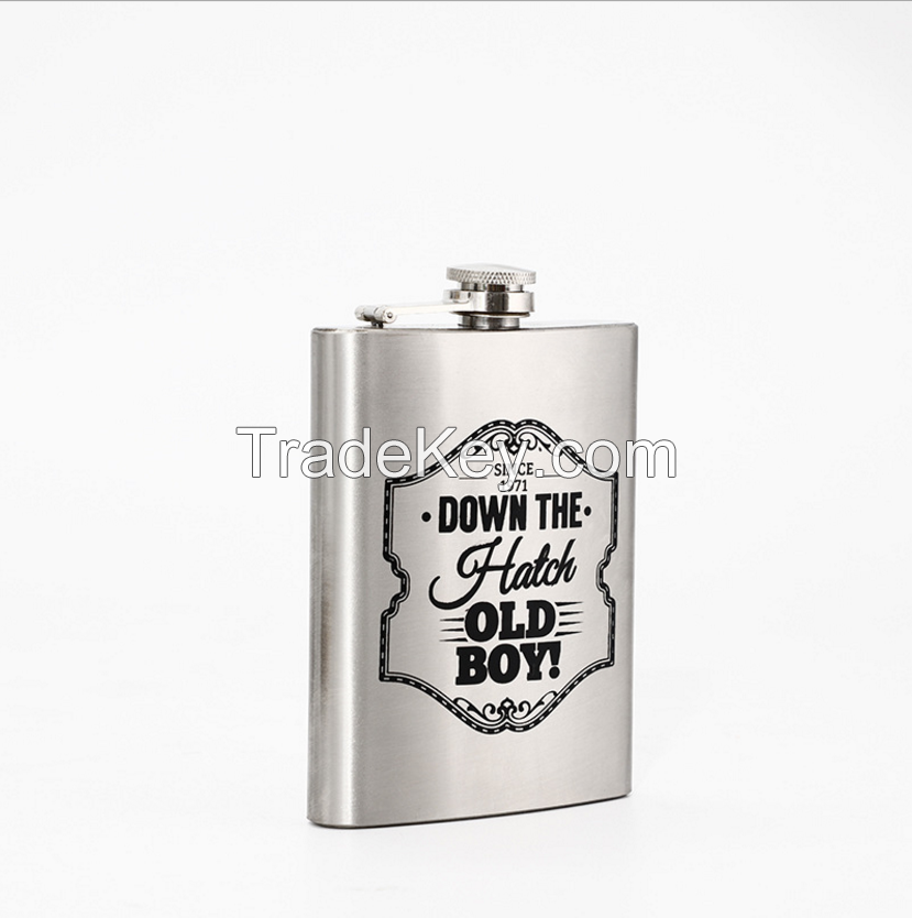 factory direct wholesale brushed 7oz hip flask with funnel