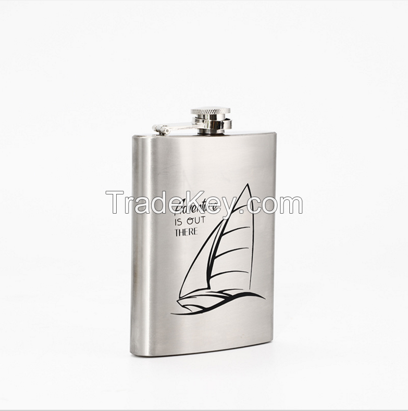 factory direct wholesale brushed 7oz hip flask with funnel