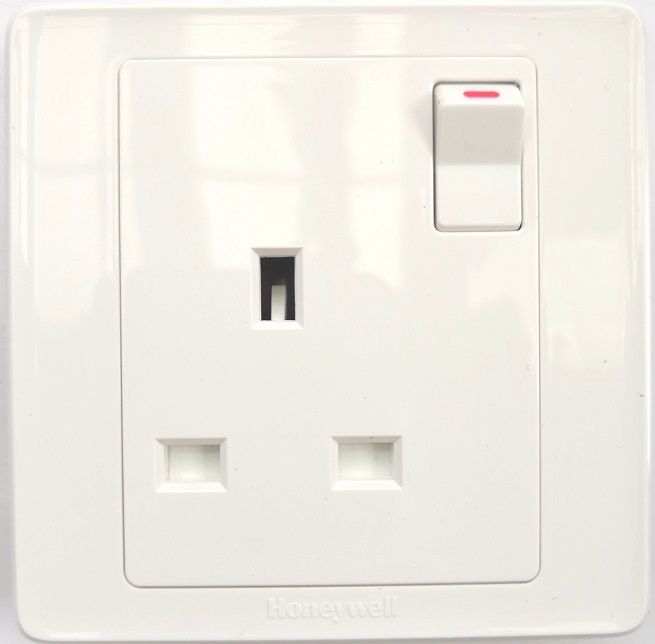 13A switched socket branded with Honeywell