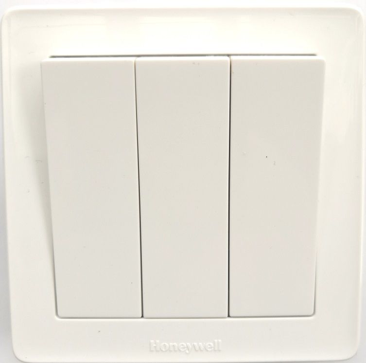Three gang one way or two way switch branded with Honeywell