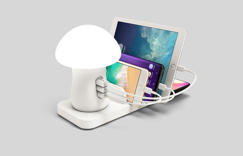 Tenee T-PC00601 multi-port USB and wireless charger with Mushroom light