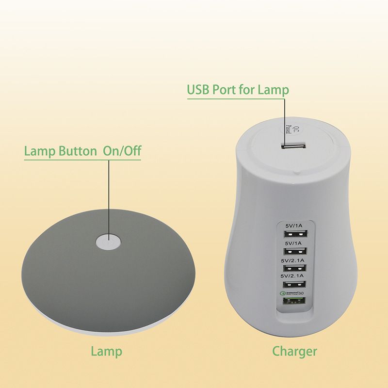 Tenee T-PC006 multi-port USB charger with Mushroom light