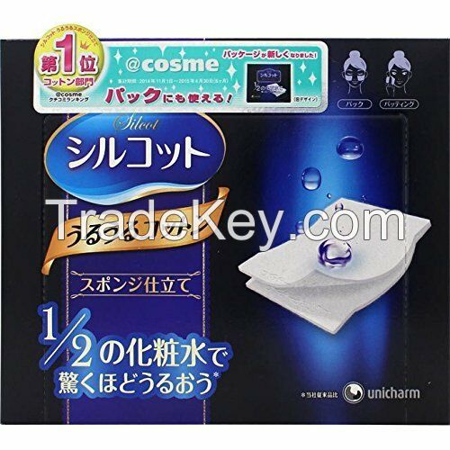 Unicharm Silcot Uruuru Sponge Facial Cotton 40 Sheets