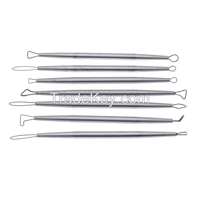 Stainless Steel Aluminum Polymer Clay Tools Pottery Ceramic Sculpting Tools Carving Wire End loop Ribbon Tools 14 head