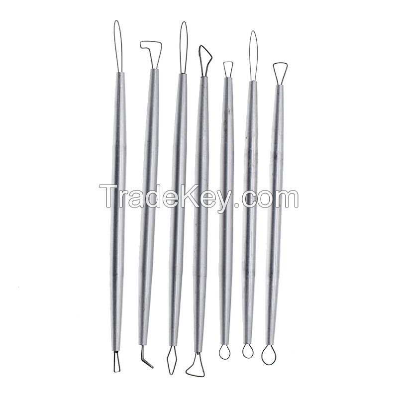 Stainless Steel Aluminum Polymer Clay Tools Pottery Ceramic Sculpting Tools Carving Wire End loop Ribbon Tools 14 head