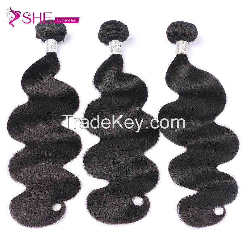 Ishe 9a human hair 100% Virgin indian hair body wave hair bundle with lace closure 