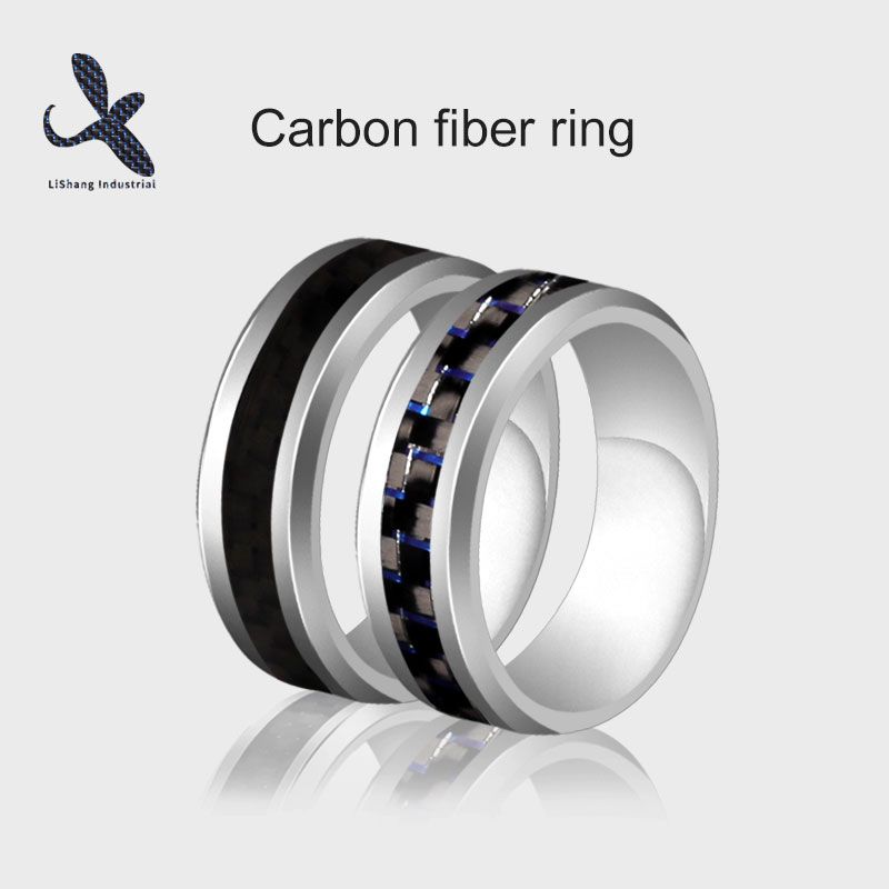 Simple & Stunning Real Carbon Fiber Inlay Ring Tungsten Carbon Fiber Ring Size #678910