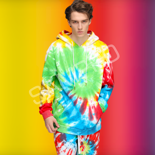 custom made Poly Cotton Tie dye hoodie short set