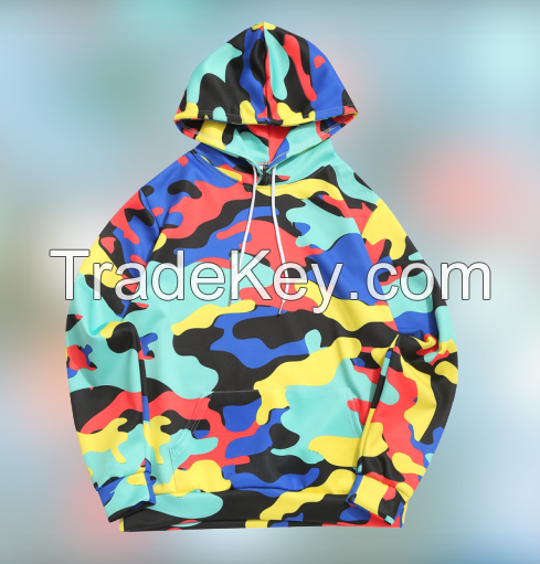 Multi color panel custom logo Fleece hoodie