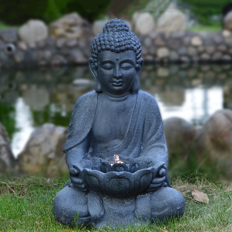 concrete sitting buddha water fountain for home and garden deco