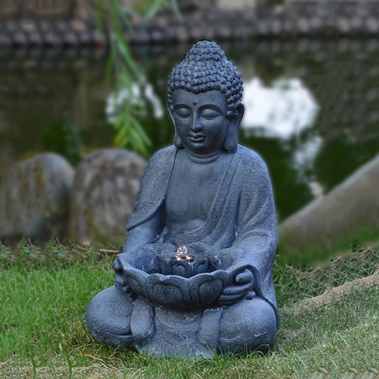 concrete sitting buddha water fountain for home and garden deco