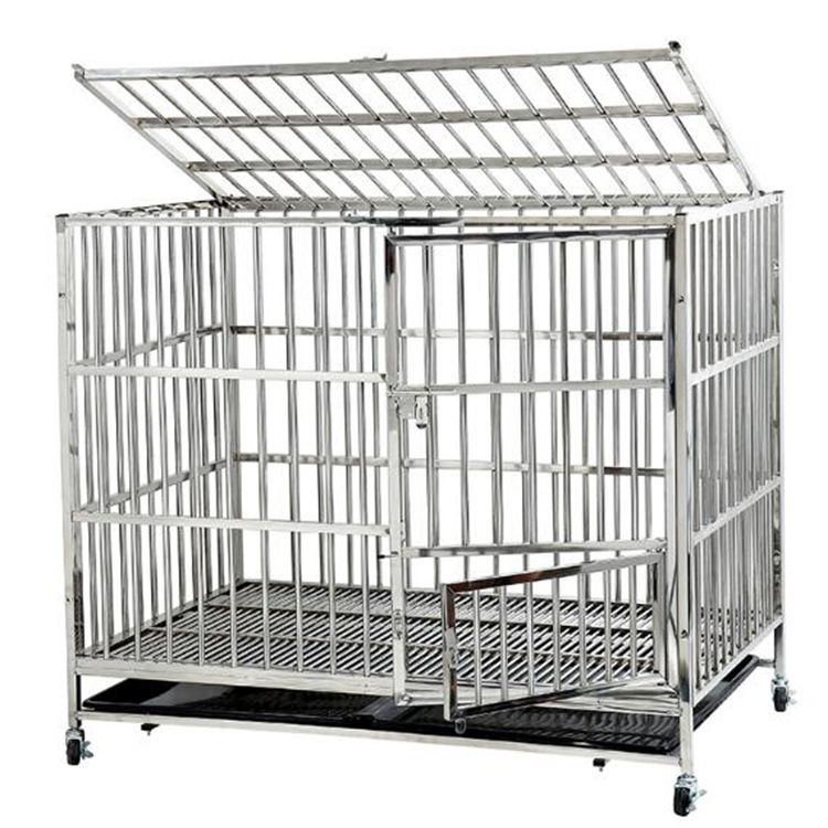 Stainless Steel Dog Cage with Wheels 