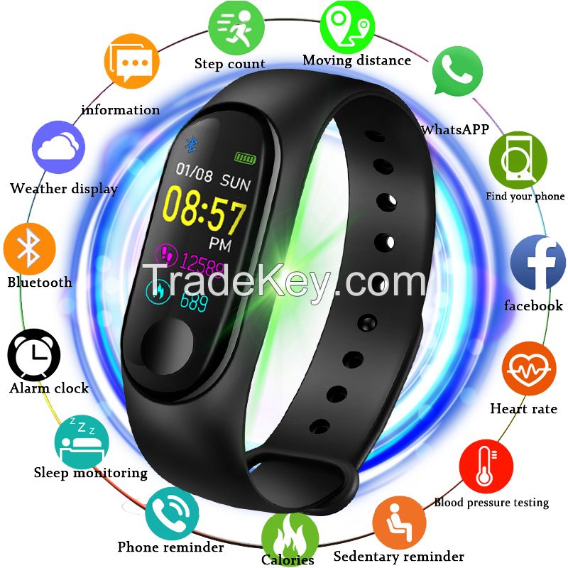 2019 New smart sports watch Women Smart Watch Men Heart Rate Blood Pressure Monitor Fitness Tracker Pedometer Watch+band