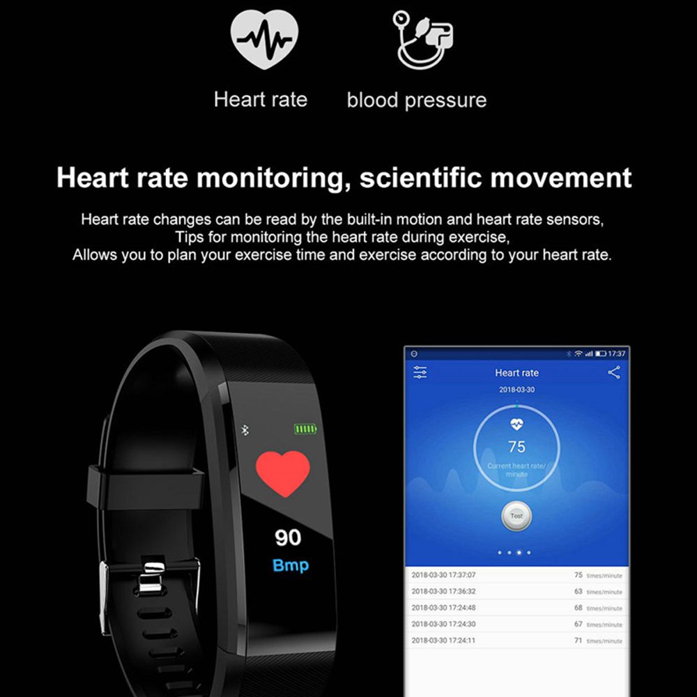 Smart Wristband Health Monitor Heart rate/Blood Pressure/Pedometer Waterproof Sports Bracelet for Men Women watch PK Miband 3