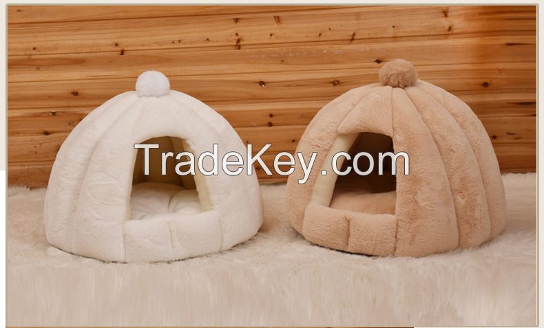 Private label PP cotton soft cat hut bed