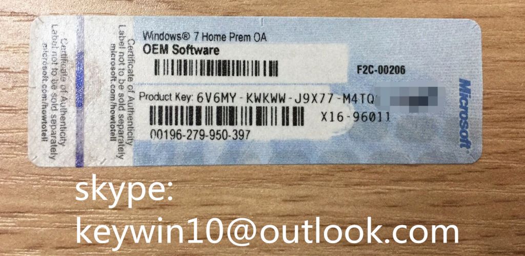 Windows 7 Home Premium 32 BIT 64 BIT SP1, Coa Sticker WIN7 Home Product Key Code